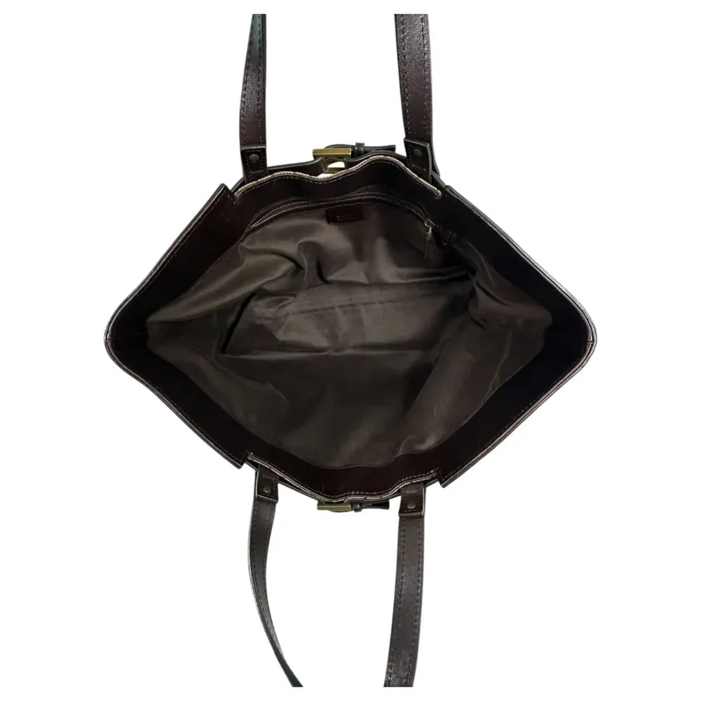 Gucci GG Canvas Brown Leather Tote Shoulder Bag 106251 - Picture 5 of 9